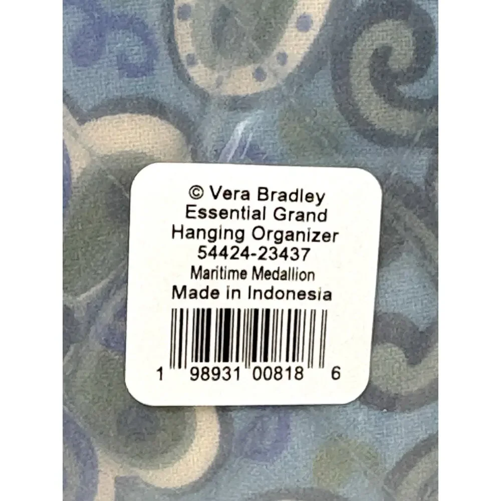 Vera Bradley Maritime Medallion Grand Hanging Organizer Travel Makeup Bag